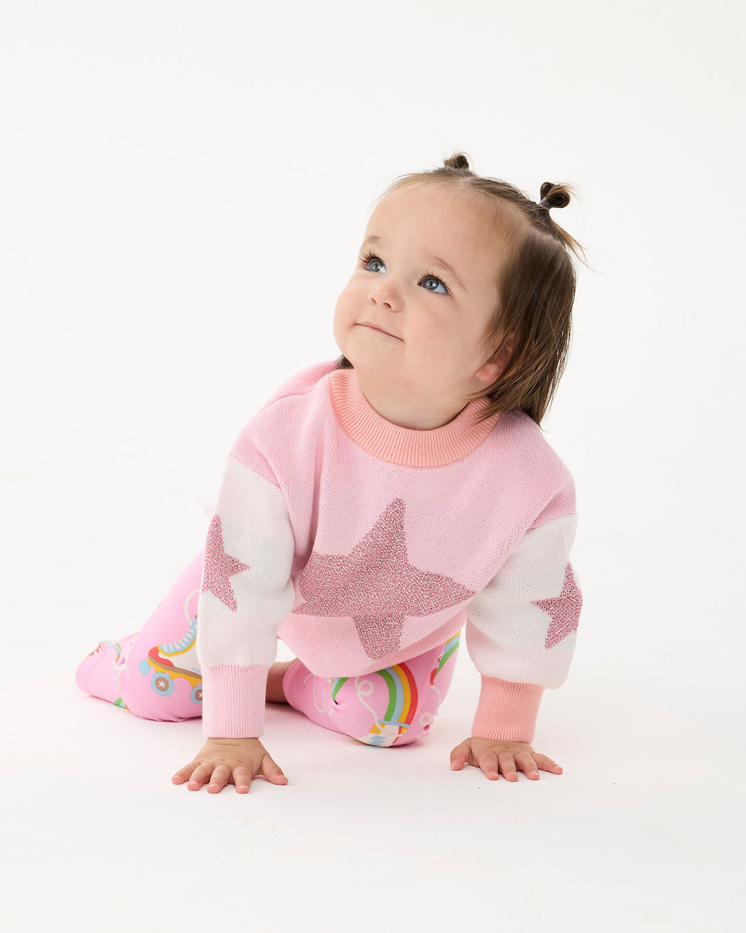METALLIC STARS BABY LACEY JUMPER