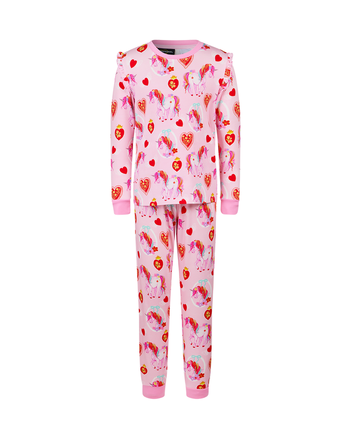 UNICORN HEARTS FRILL LONG SLEEVE ALICE SLEEP SET | Rock Your Baby