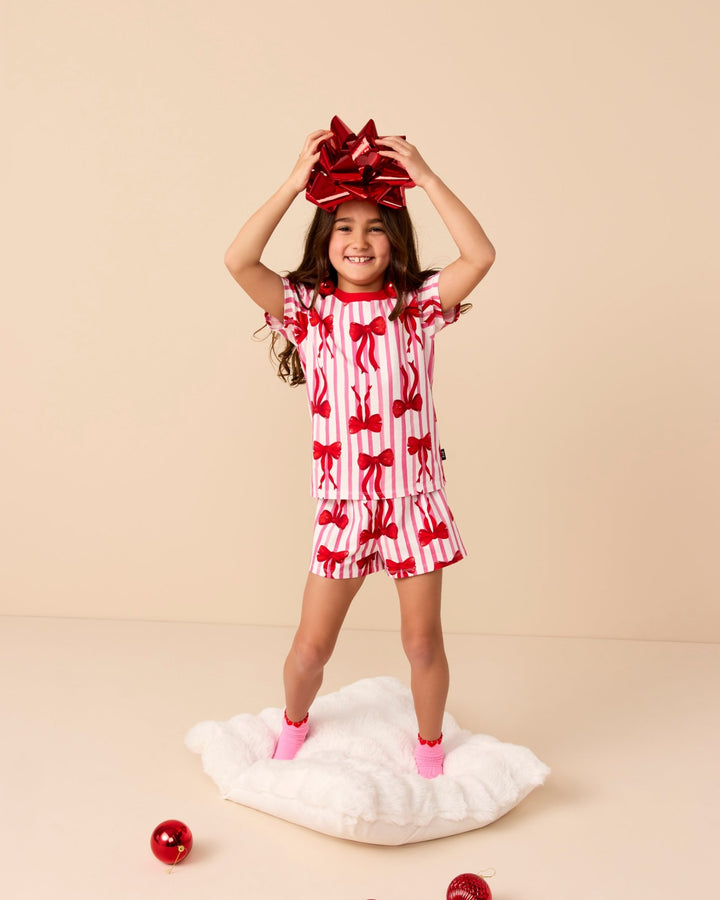 Signature PJ Set in Pink Clay Stripe - Rock Your Kid girls sleep set