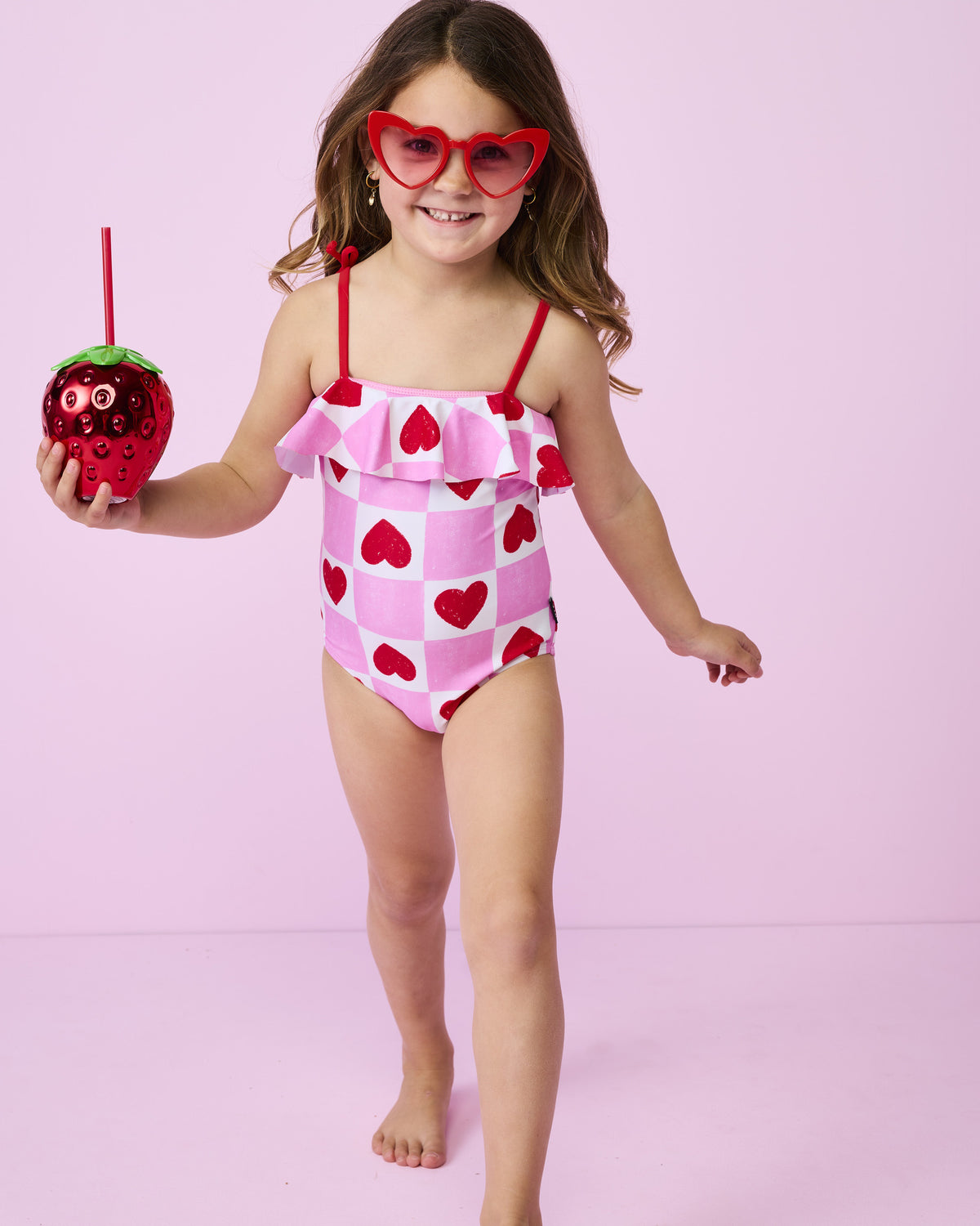 Athena One Piece in Heart Gingham - Rock Your Kid girls swimwear