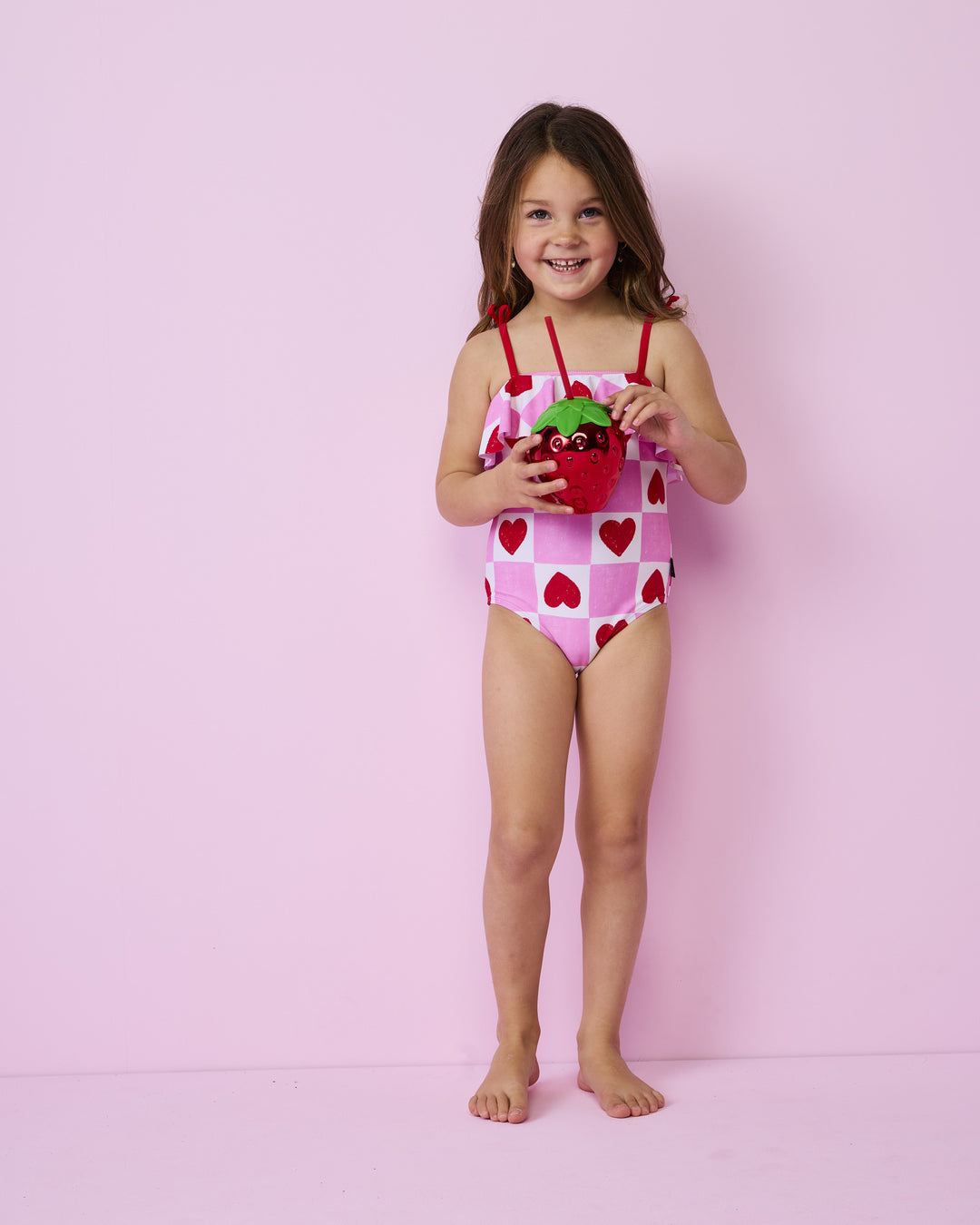 Athena One Piece in Heart Gingham - Rock Your Kid girls swimwear, view 3