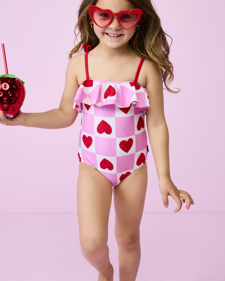 Athena One Piece in Heart Gingham - Rock Your Kid girls swimwear, view 5