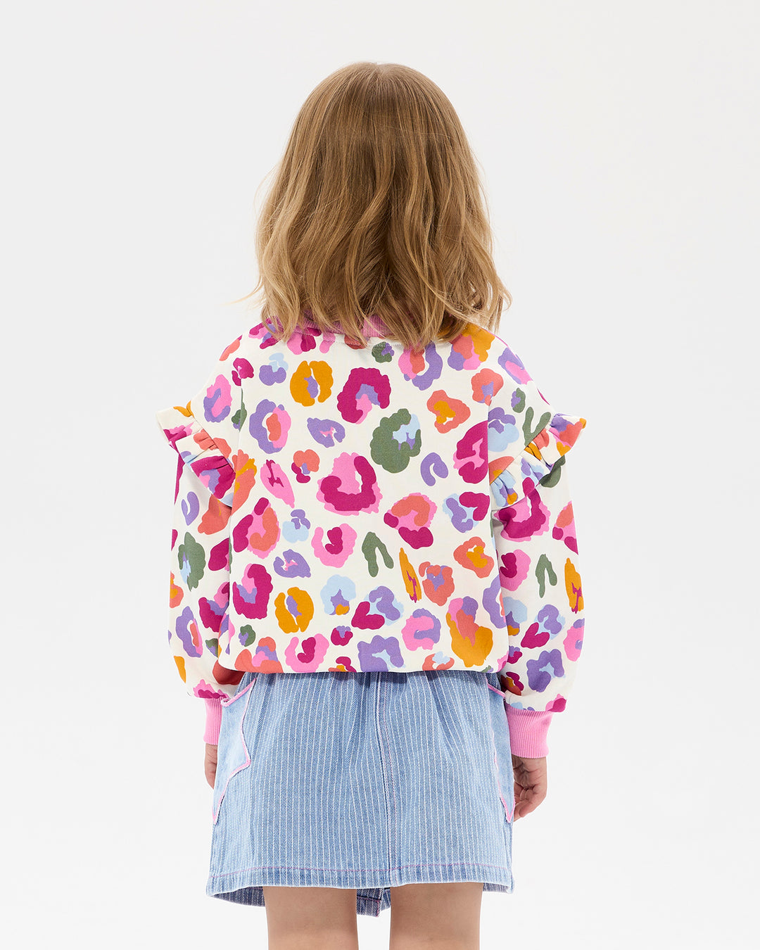 RAINBOW LEOPARD JESSICA FRILL SWEATSHIRT