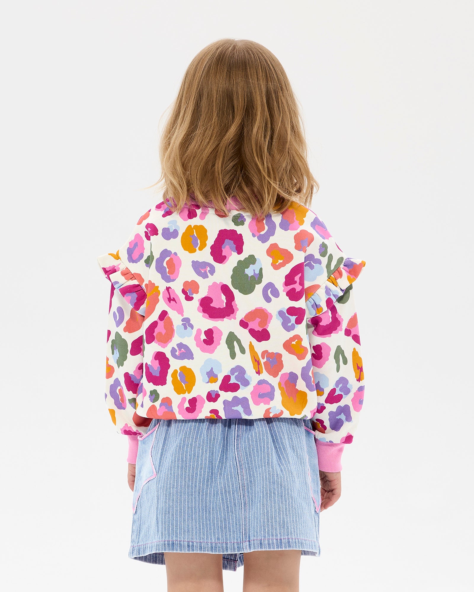 RAINBOW LEOPARD JESSICA FRILL SWEATSHIRT
