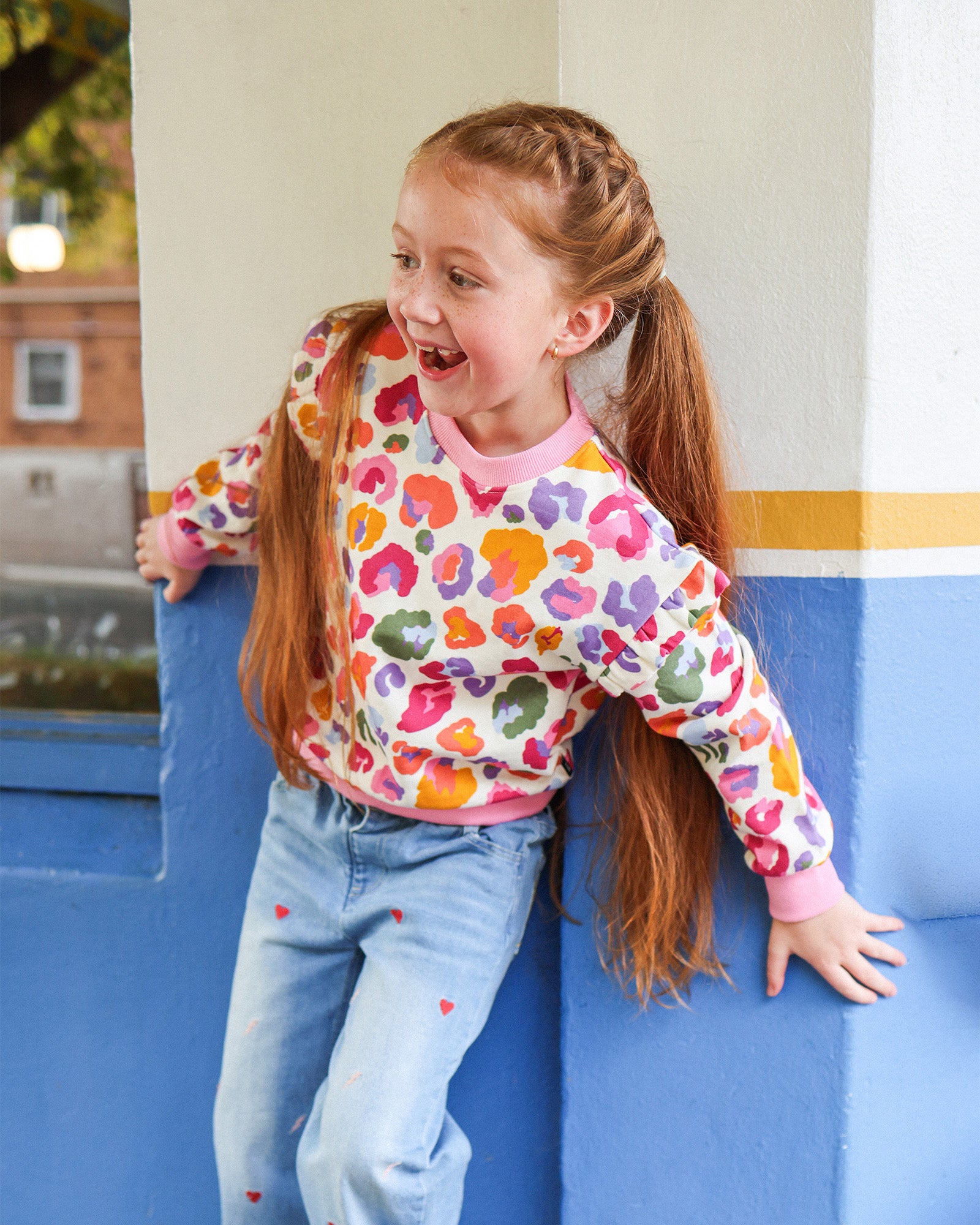 RAINBOW LEOPARD JESSICA FRILL SWEATSHIRT