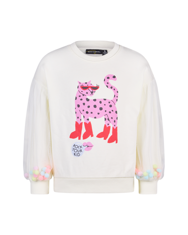 LEOPARD POM POM SWEATSHIRT