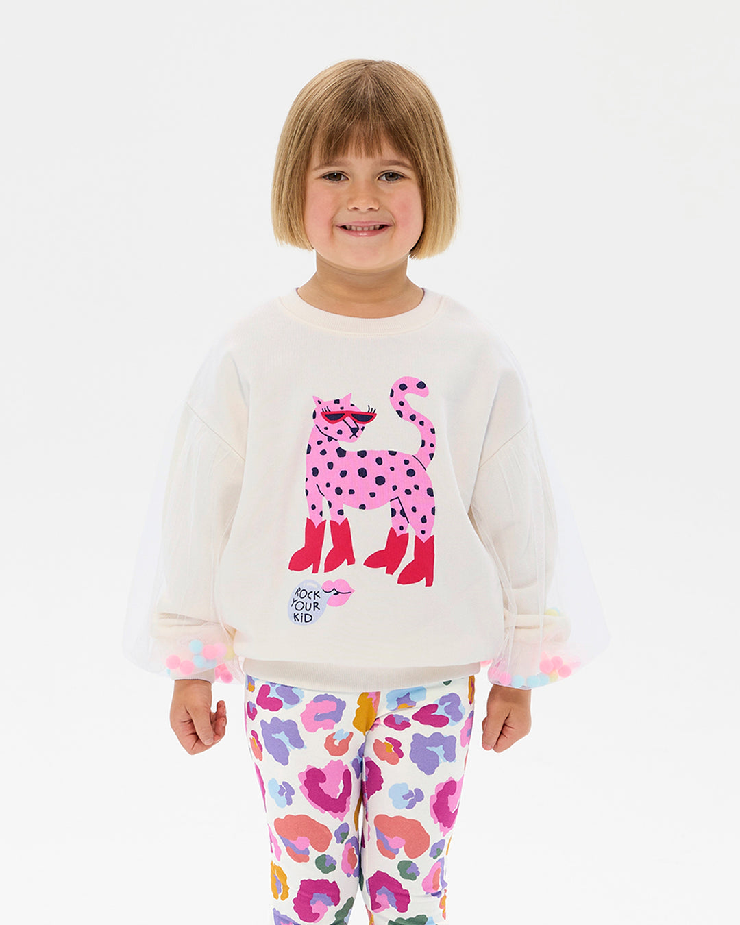 LEOPARD POM POM SWEATSHIRT