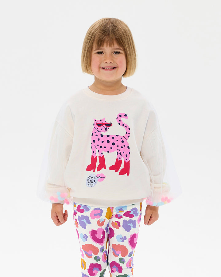 LEOPARD POM POM SWEATSHIRT