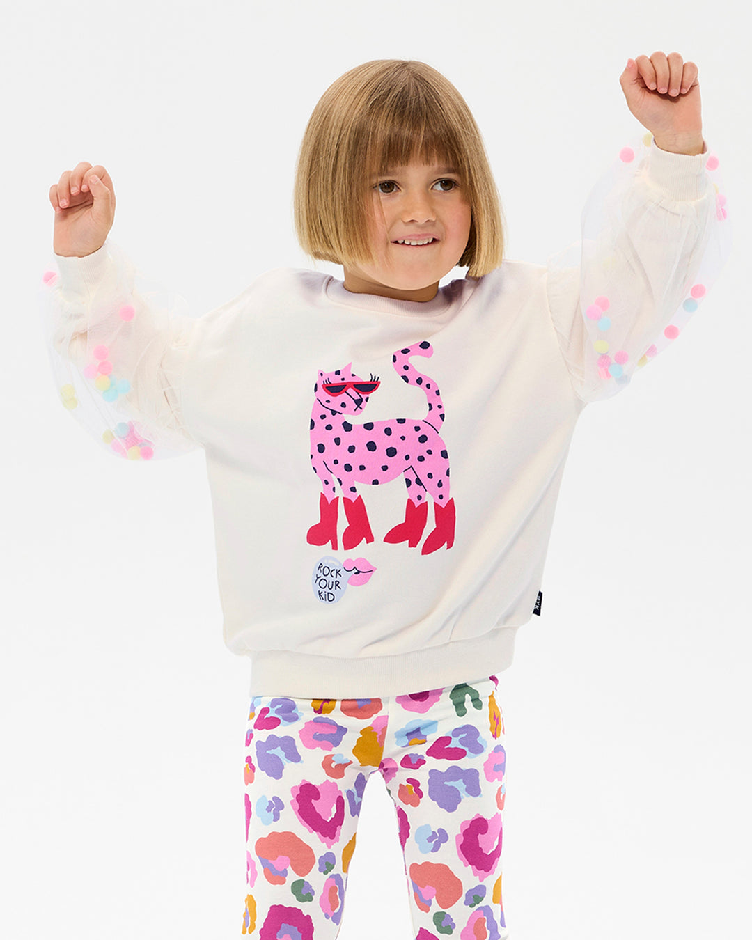 LEOPARD POM POM SWEATSHIRT