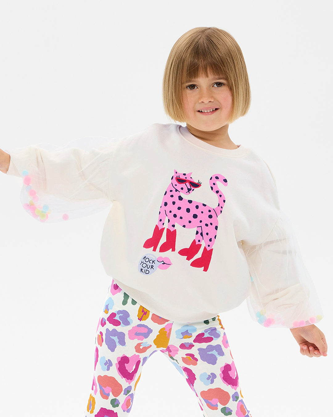 LEOPARD POM POM SWEATSHIRT