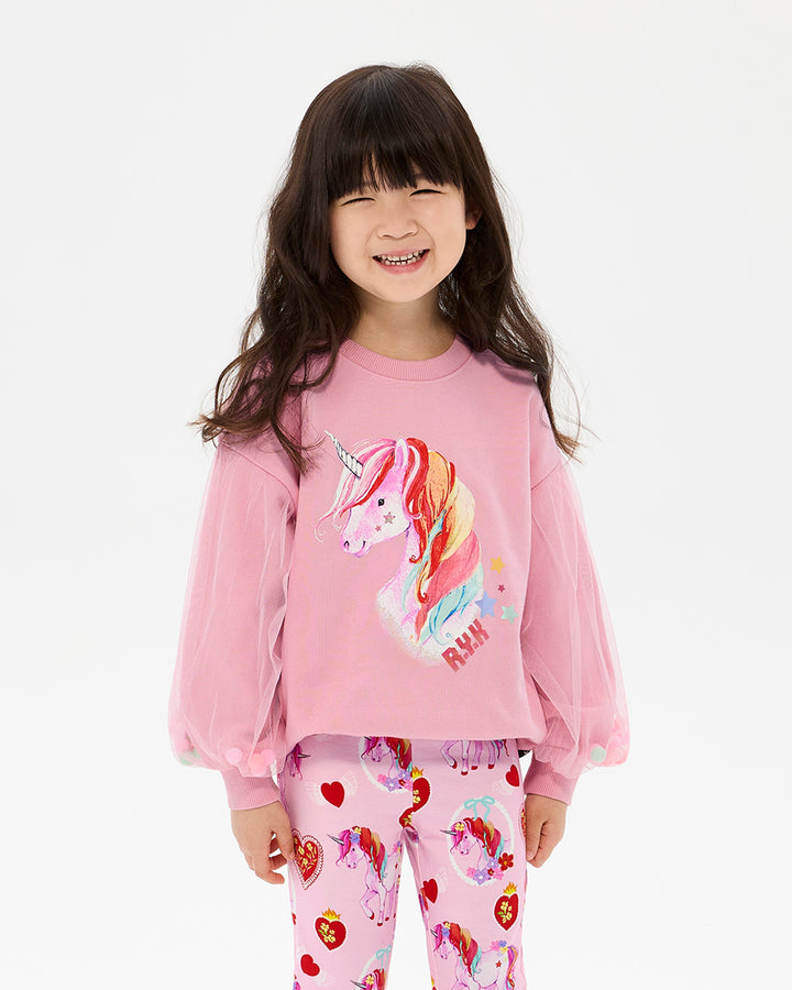 UNICORN HEARTS POM POM SWEATSHIRT