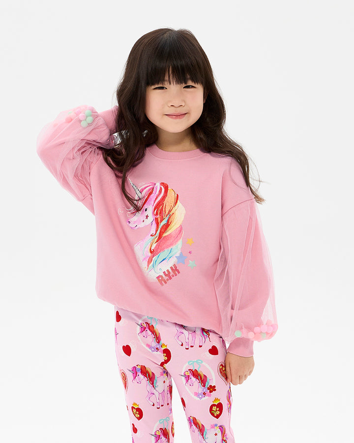 UNICORN HEARTS POM POM SWEATSHIRT