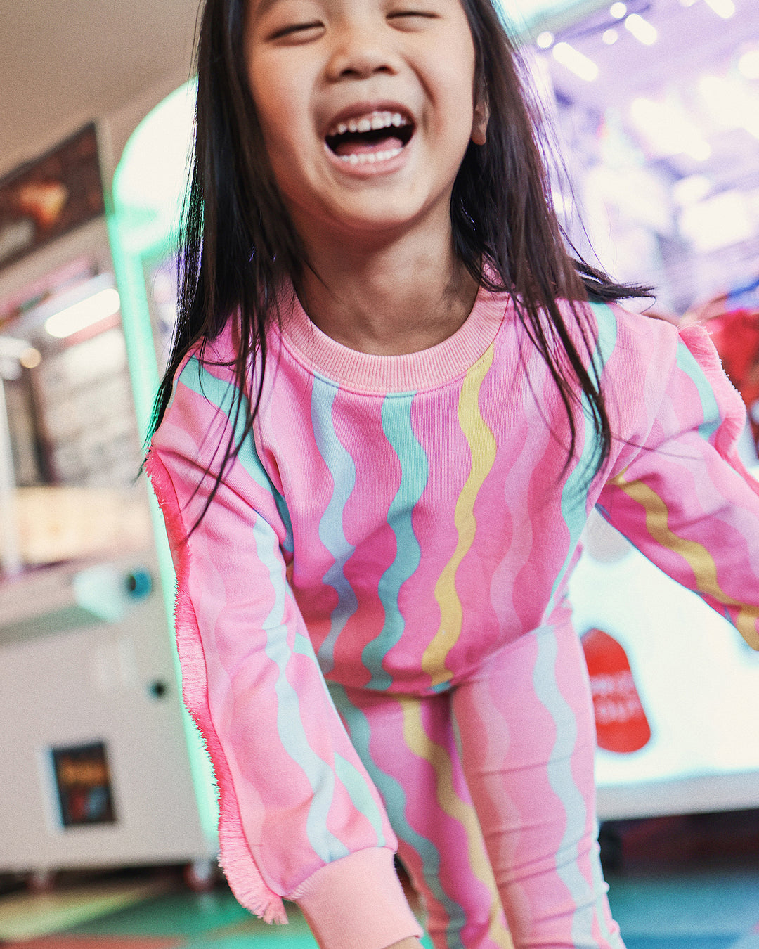 CANDY STRIPE FUNKY FRINGE SWEATSHIRT