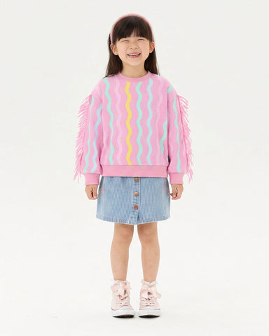 CANDY STRIPE FUNKY FRINGE SWEATSHIRT