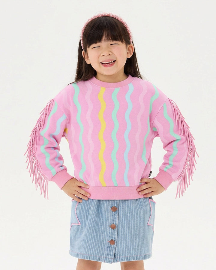 CANDY STRIPE FUNKY FRINGE SWEATSHIRT