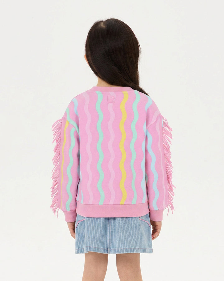 CANDY STRIPE FUNKY FRINGE SWEATSHIRT