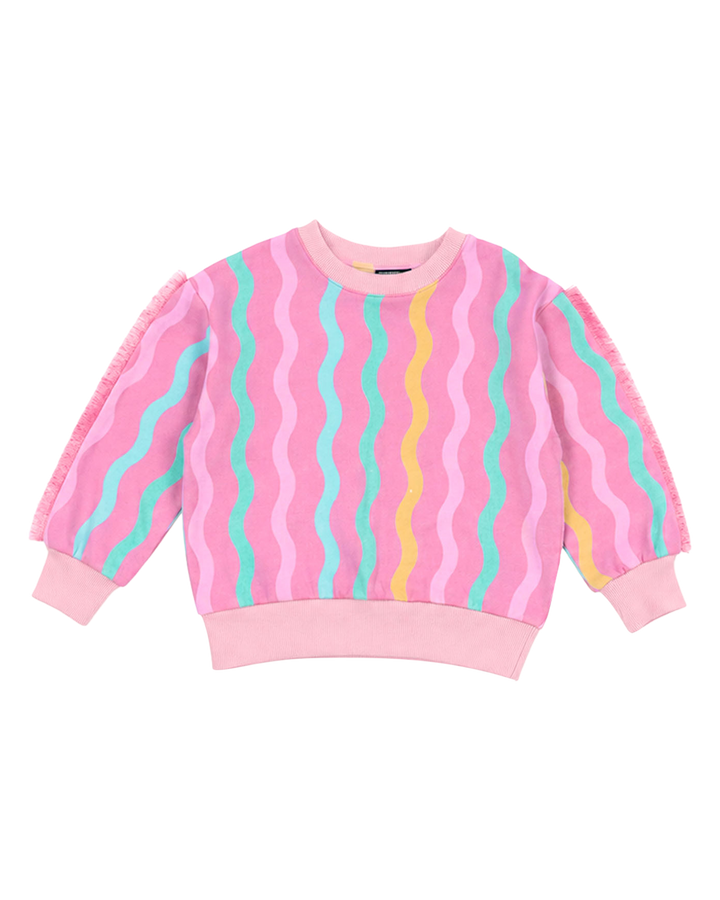 CANDY STRIPE FUNKY FRINGE SWEATSHIRT