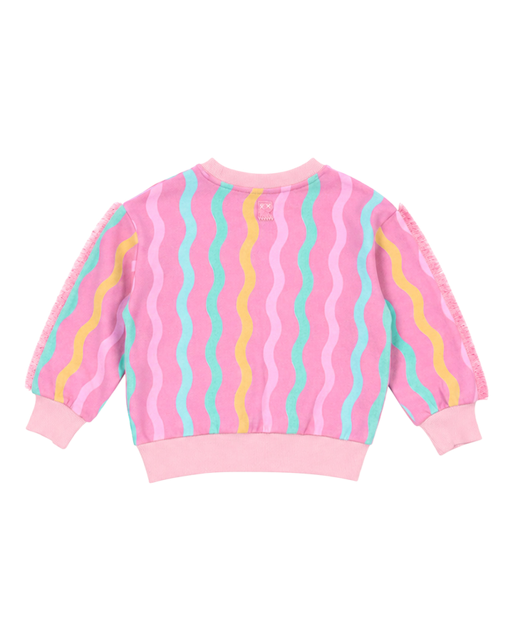 CANDY STRIPE FUNKY FRINGE SWEATSHIRT