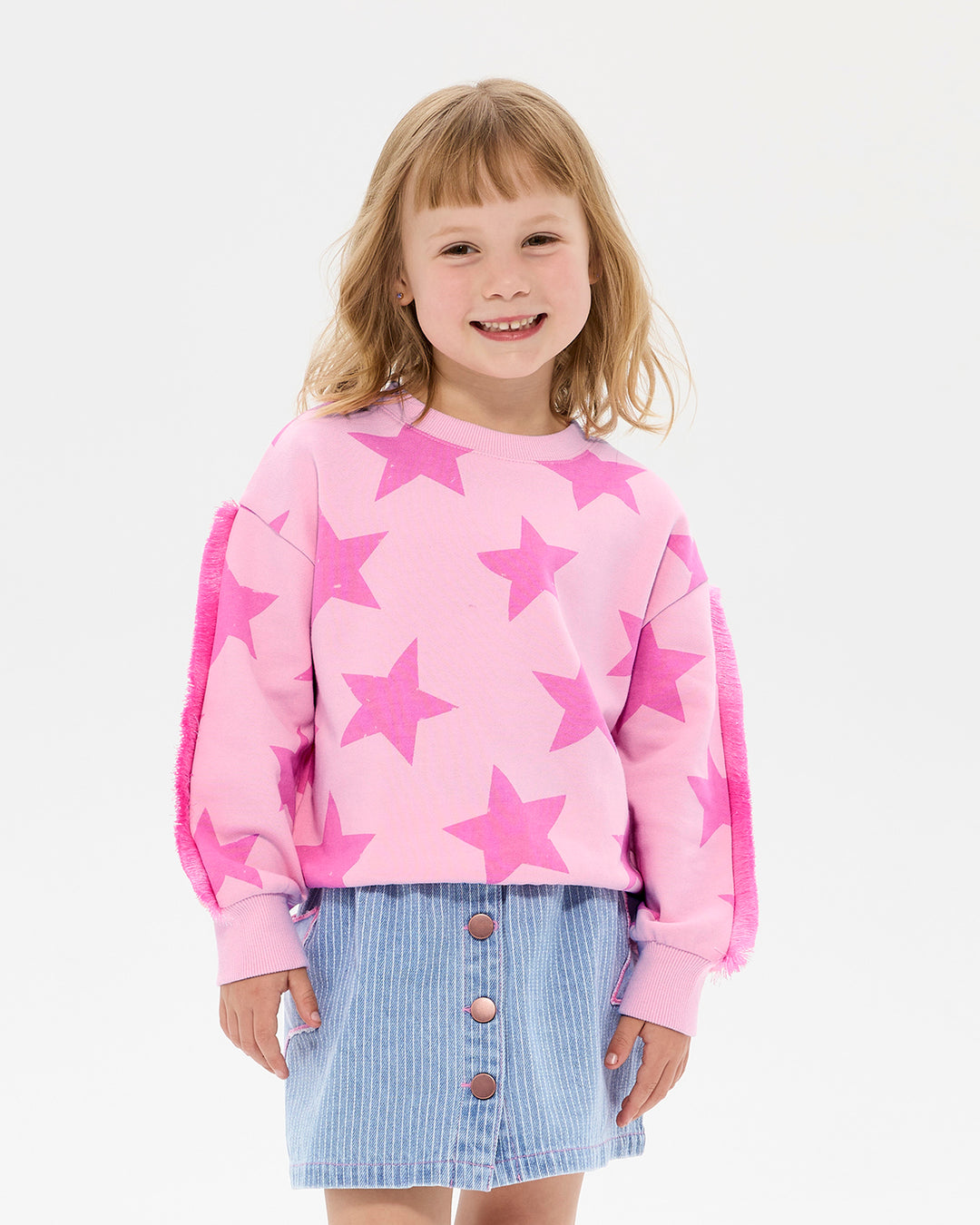 PINK STAR FUNKY FRINGE SWEATSHIRT | Rock Your Baby