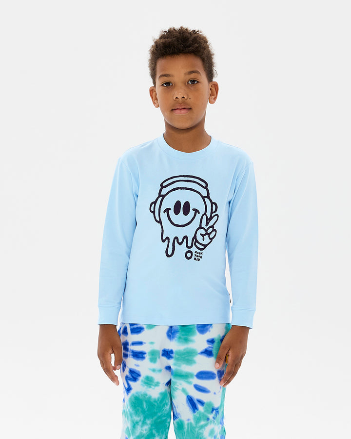 CHILL OUT DAVID LONG SLEEVE T-SHIRT IN LIGHT BLUE