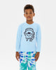 CHILL OUT DAVID LONG SLEEVE T-SHIRT IN LIGHT BLUE
