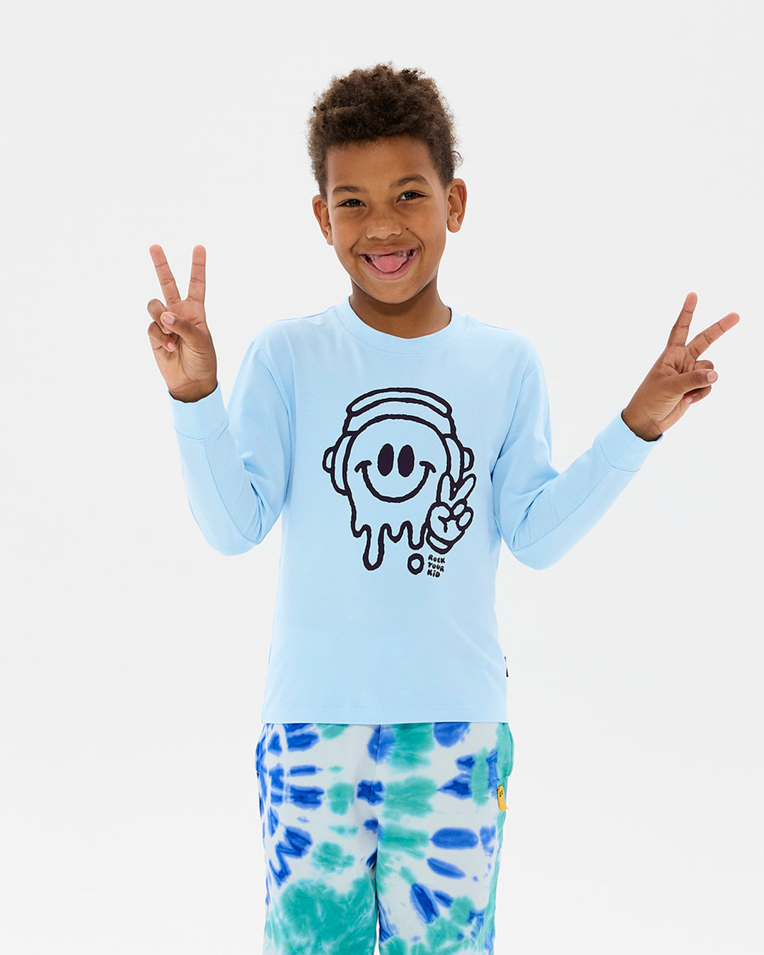 CHILL OUT DAVID LONG SLEEVE T-SHIRT IN LIGHT BLUE | Rock Your Baby