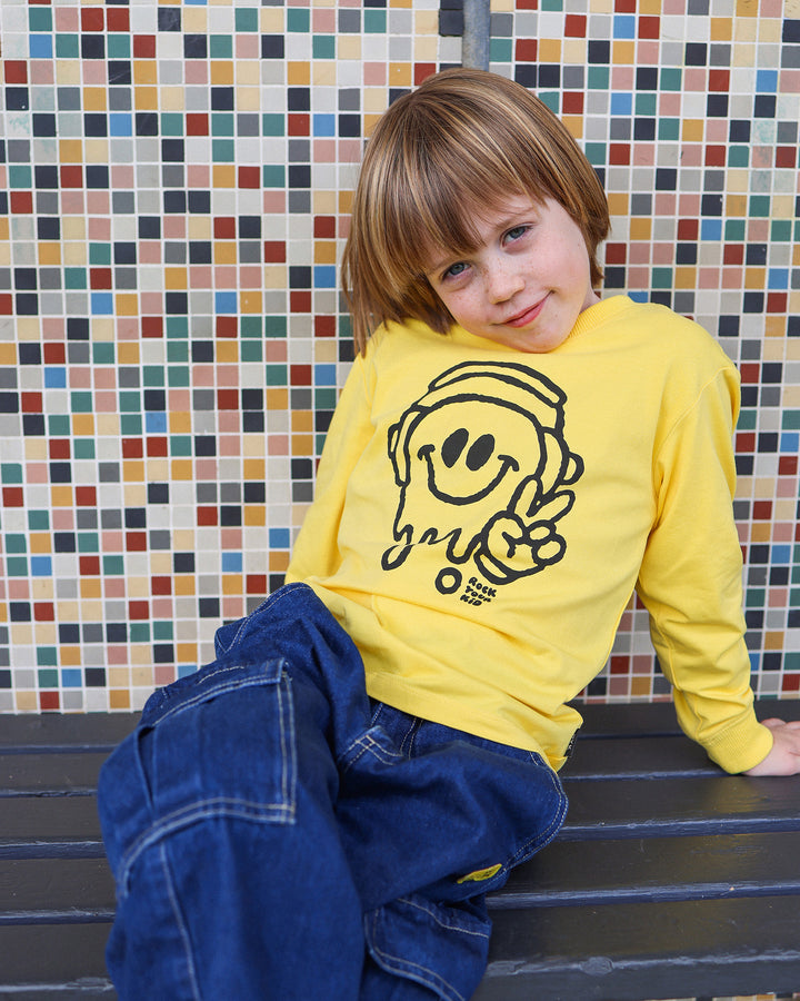 CHILL OUT DAVID LONG SLEEVE T-SHIRT IN YELLOW