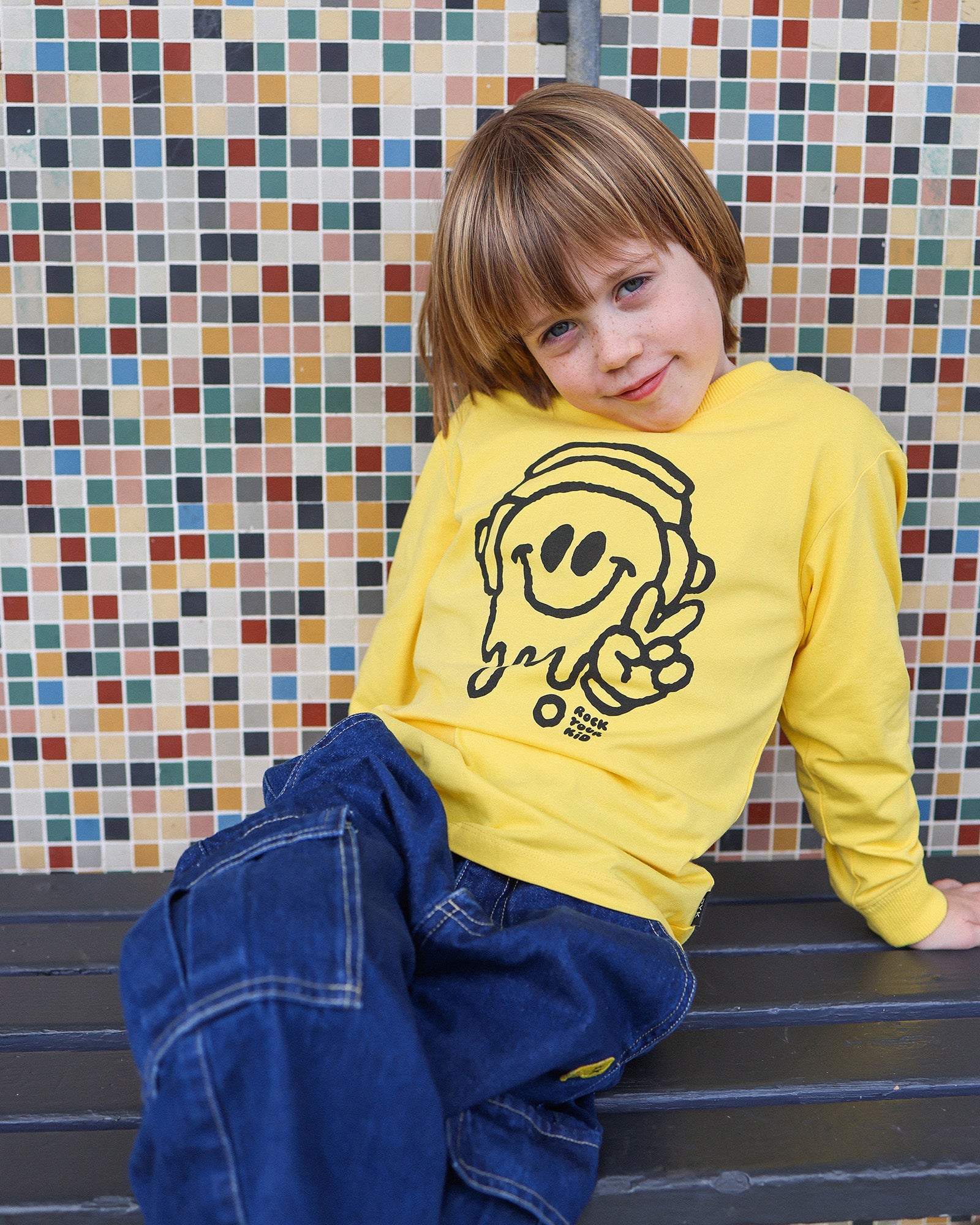 CHILL OUT DAVID LONG SLEEVE T-SHIRT IN YELLOW