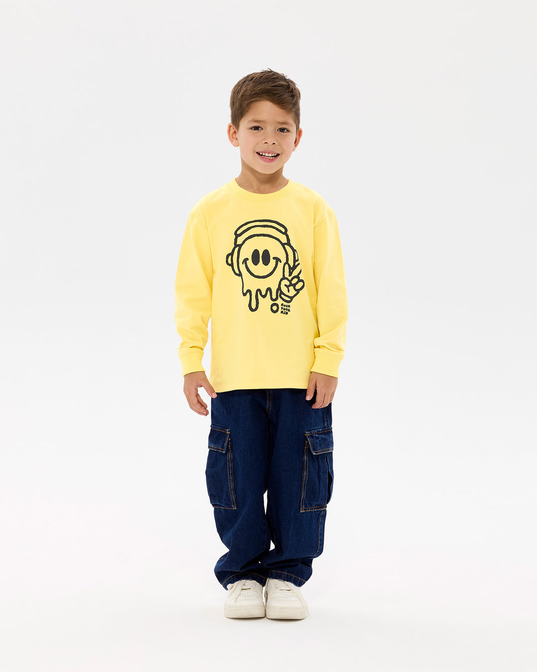 CHILL OUT DAVID LONG SLEEVE T-SHIRT IN YELLOW