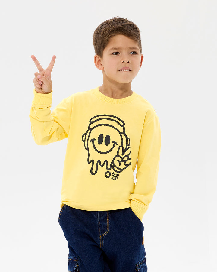 CHILL OUT DAVID LONG SLEEVE T-SHIRT IN YELLOW