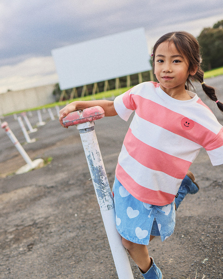 SUZIE TEE IN PINK STRIPE