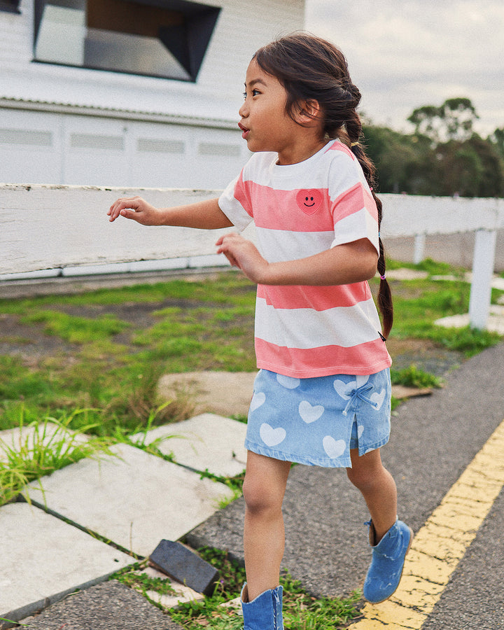 SUZIE TEE IN PINK STRIPE