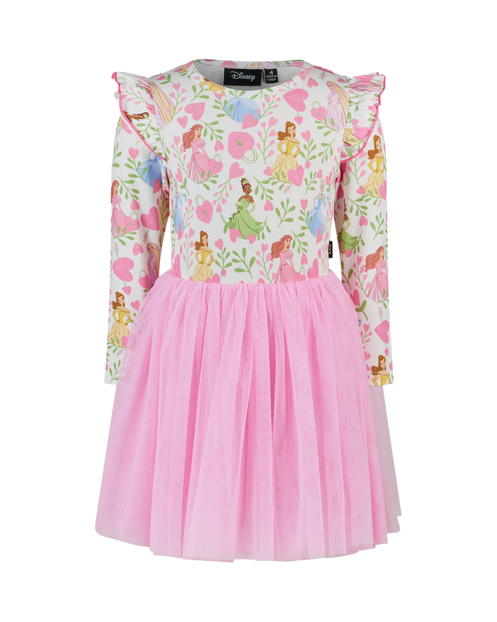 DISNEY PRINCESS FLORAL HEARTS LONG SLEEVE TULLE DRESS