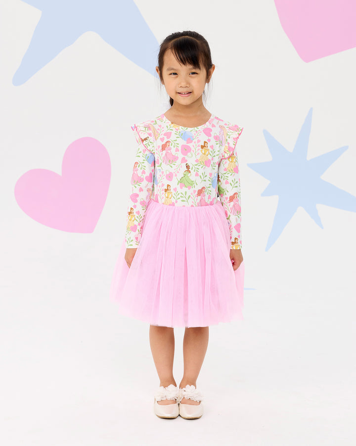 DISNEY PRINCESS FLORAL HEARTS LONG SLEEVE TULLE DRESS