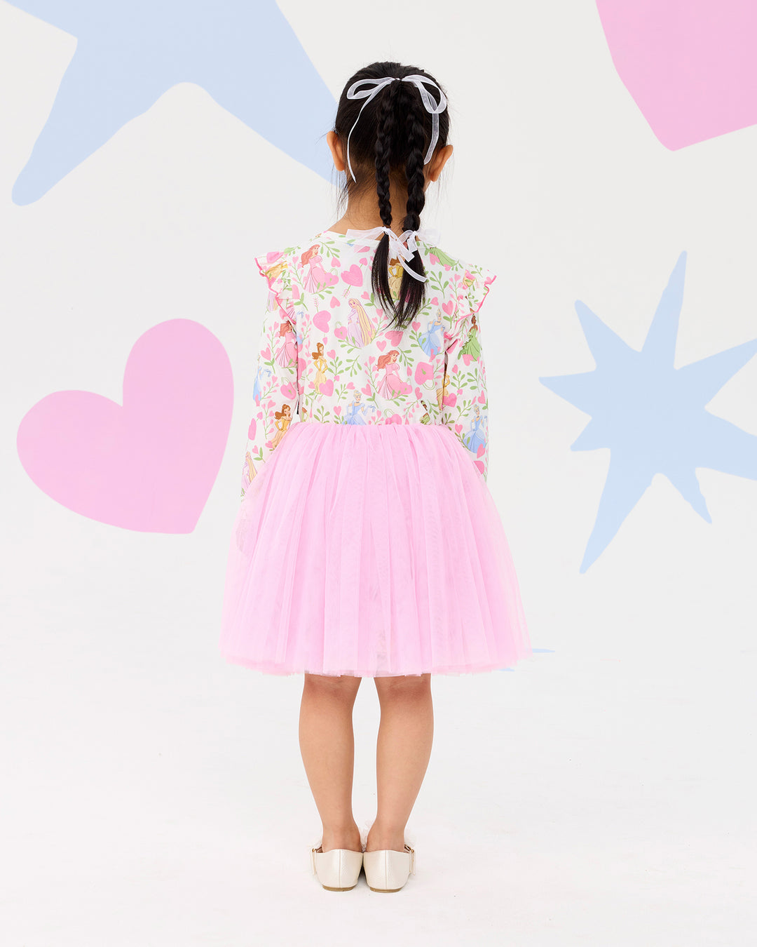DISNEY PRINCESS FLORAL HEARTS LONG SLEEVE TULLE DRESS