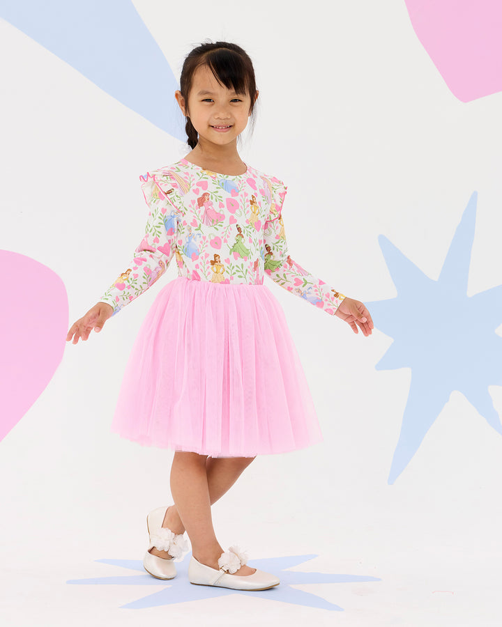 DISNEY PRINCESS FLORAL HEARTS LONG SLEEVE TULLE DRESS