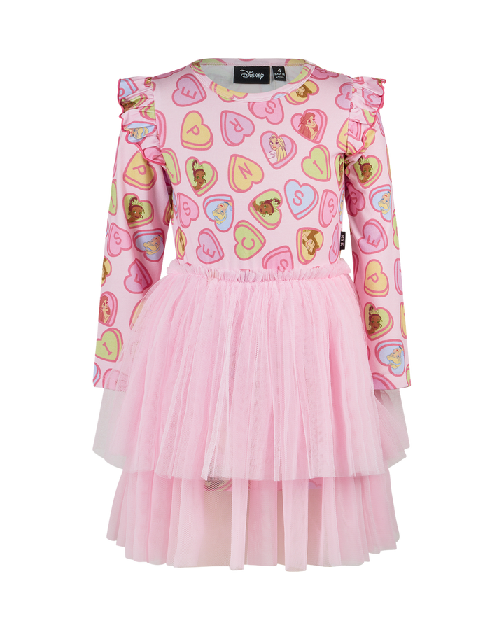 DISNEY PRINCESS CANDY HEARTS LONG SLEEVE FRILL DRESS