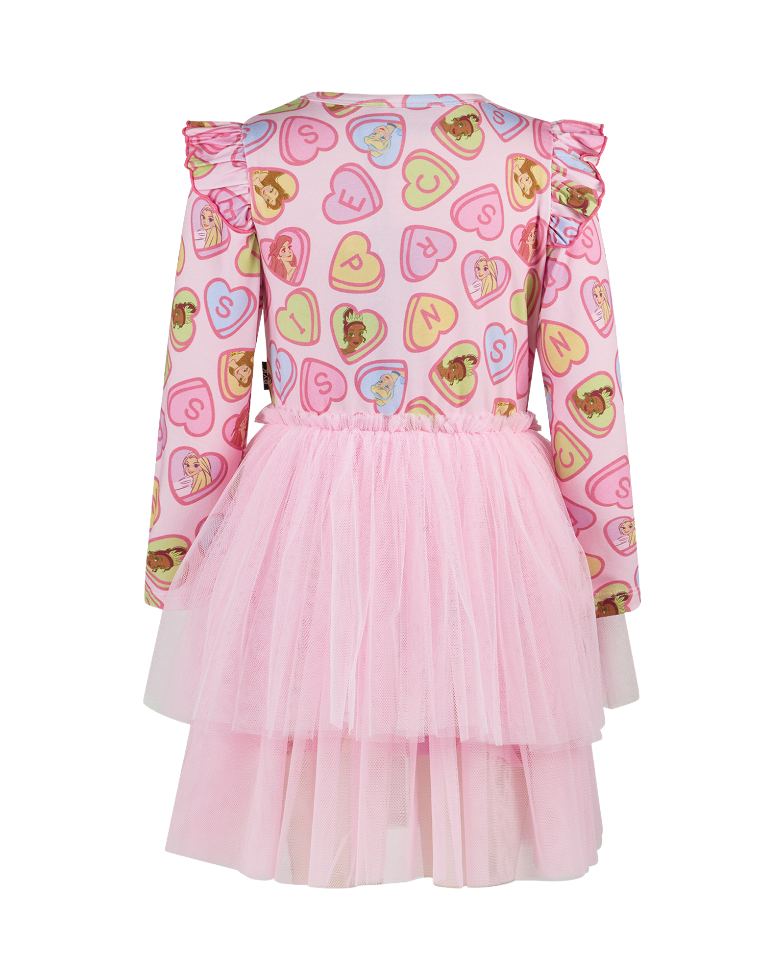 DISNEY PRINCESS CANDY HEARTS LONG SLEEVE FRILL DRESS