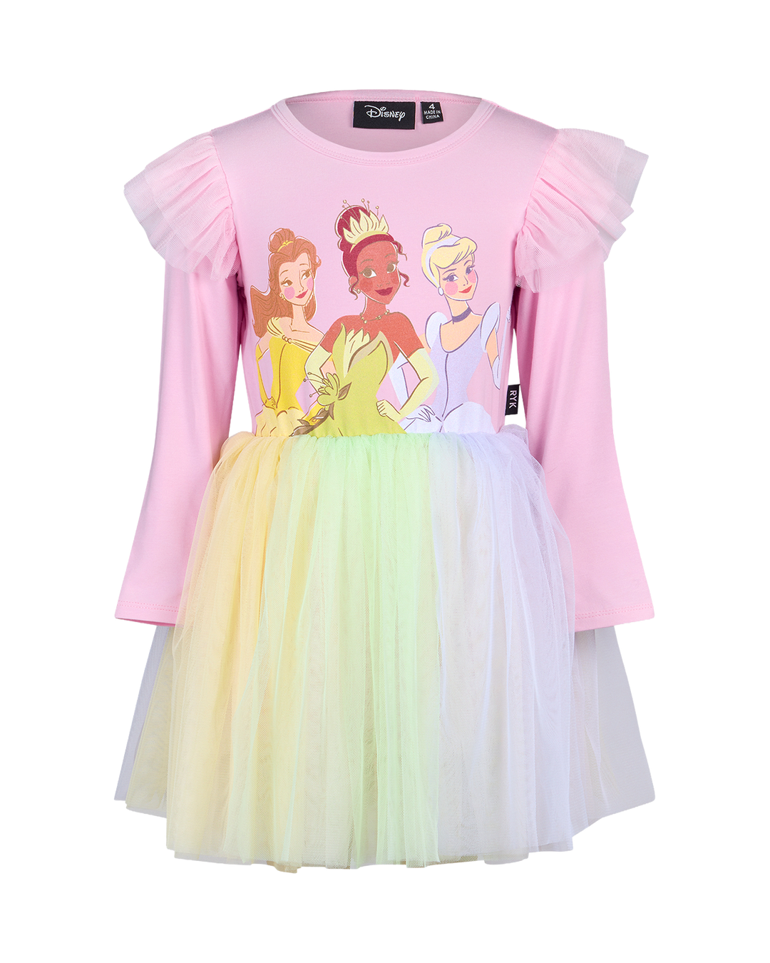 DISNEY PRINCESS RAINBOW LONG SLEEVE TRIO DRESS
