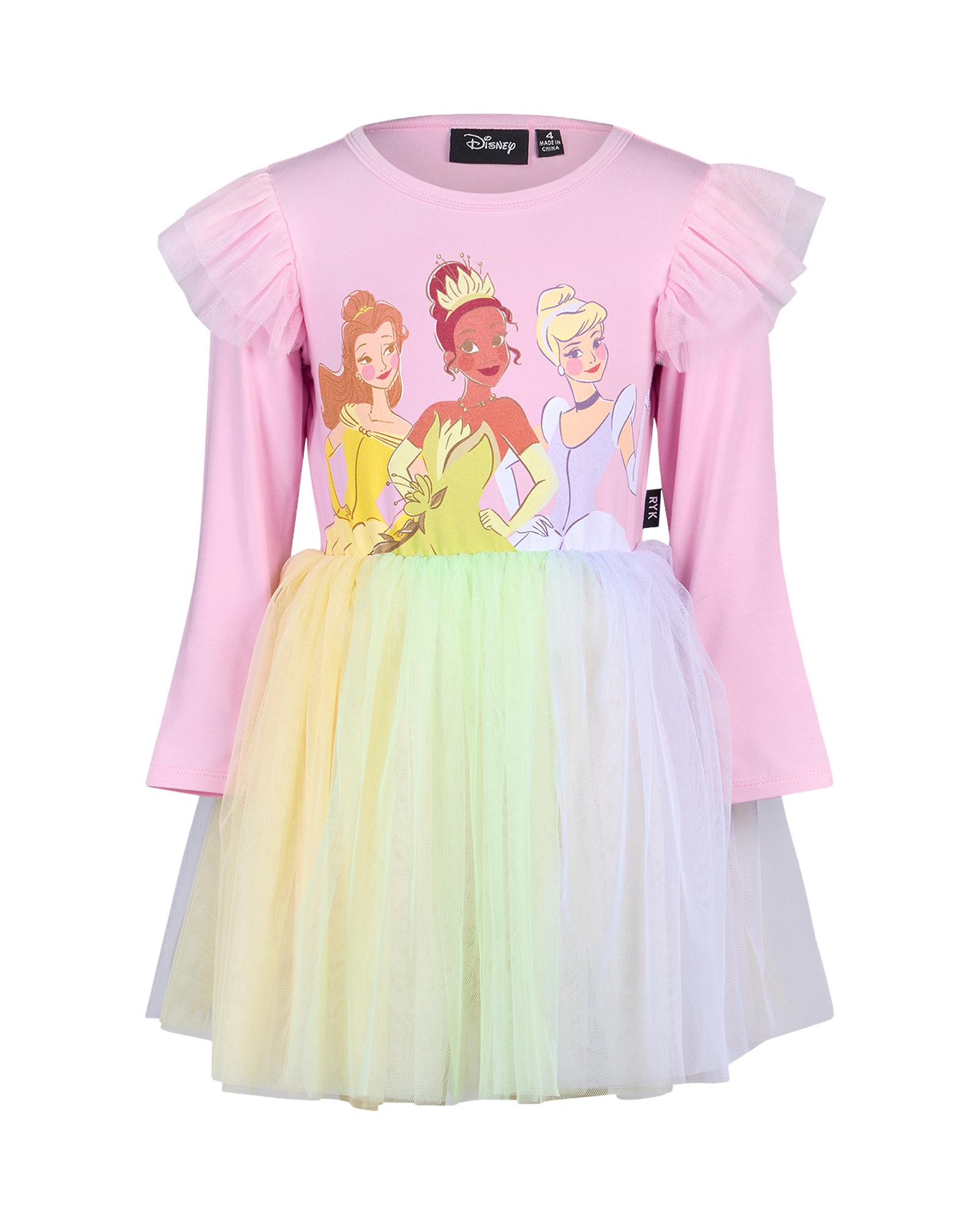 DISNEY PRINCESS RAINBOW LONG SLEEVE TRIO DRESS