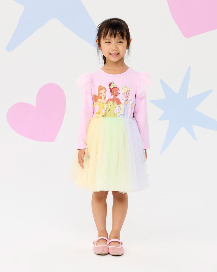 DISNEY PRINCESS RAINBOW LONG SLEEVE TRIO DRESS