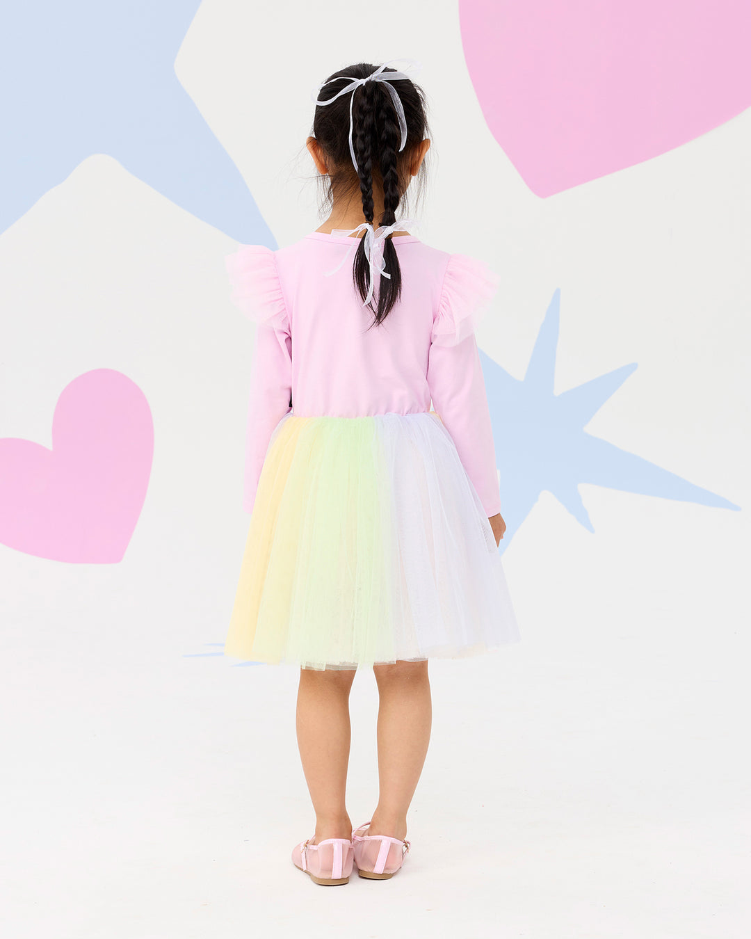 DISNEY PRINCESS RAINBOW LONG SLEEVE TRIO DRESS