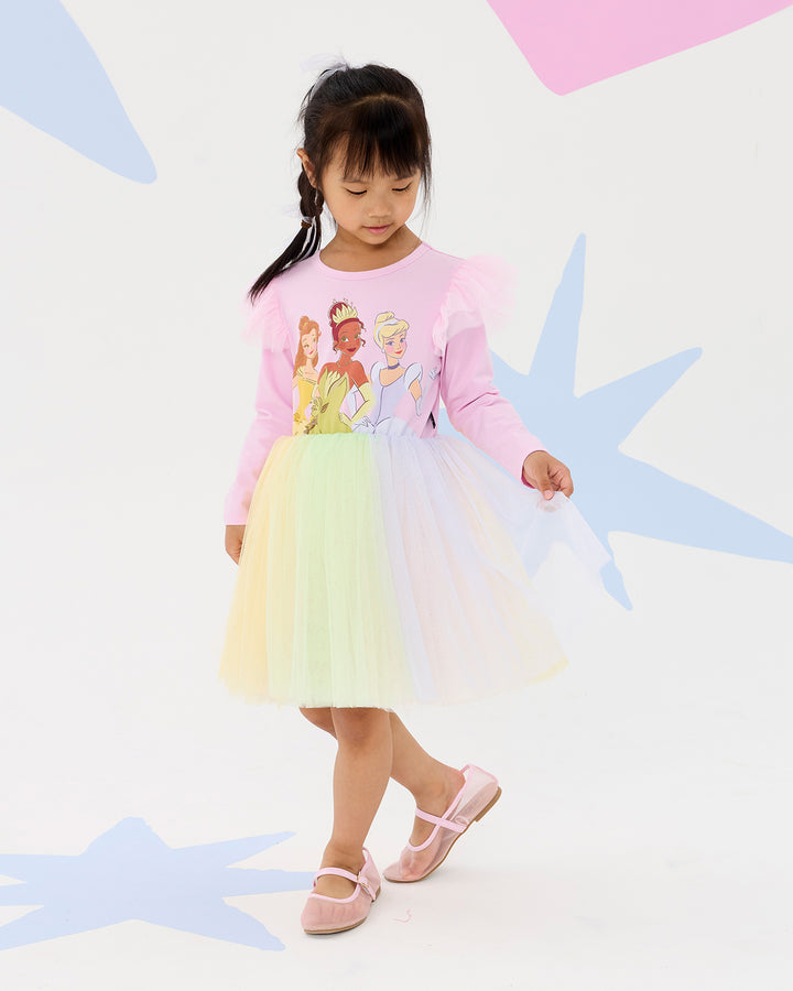 DISNEY PRINCESS RAINBOW LONG SLEEVE TRIO DRESS