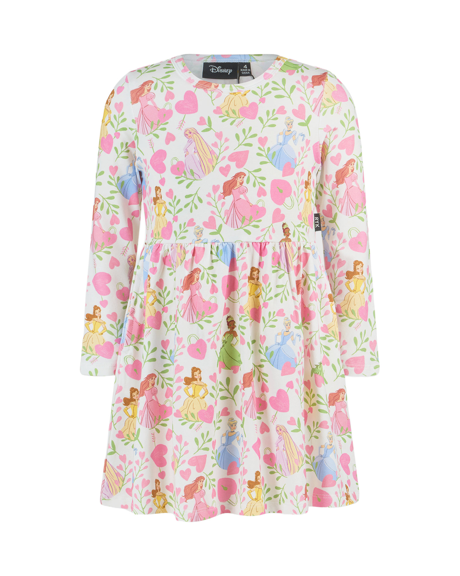 DISNEY PRINCESS FLORAL HEARTS LONG SLEEVE JERSEY DRESS