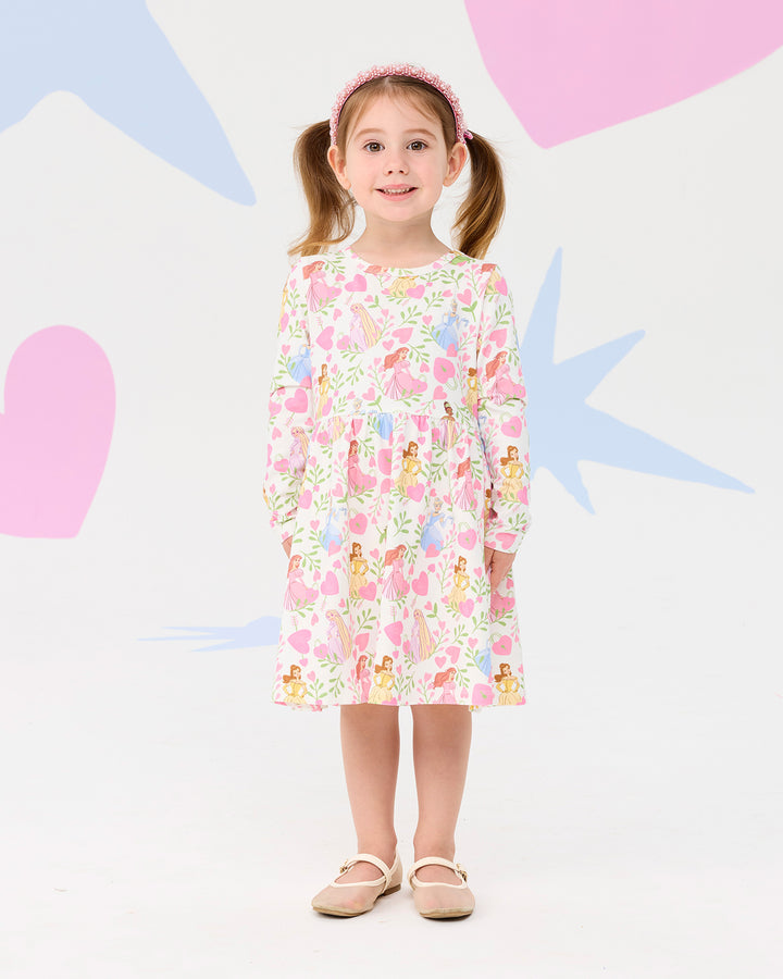 DISNEY PRINCESS FLORAL HEARTS LONG SLEEVE JERSEY DRESS