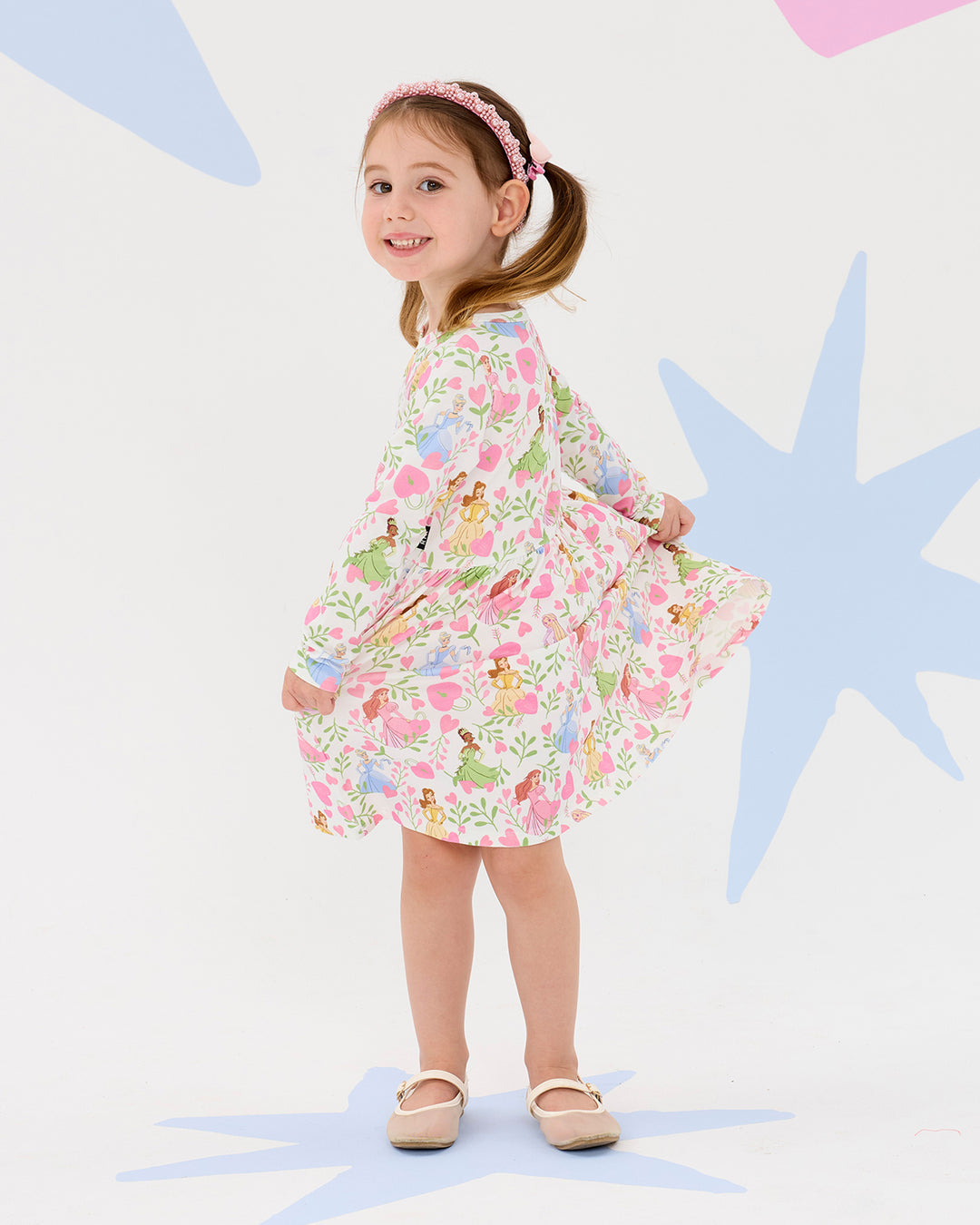 DISNEY PRINCESS FLORAL HEARTS LONG SLEEVE JERSEY DRESS