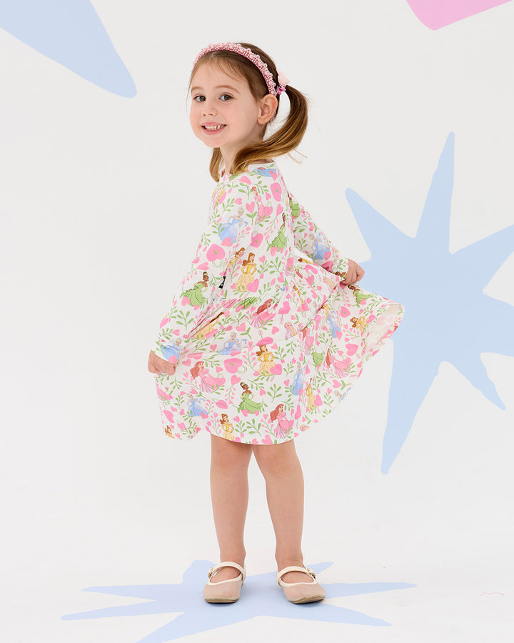 DISNEY PRINCESS FLORAL HEARTS LONG SLEEVE JERSEY DRESS