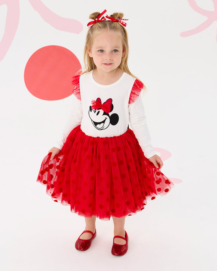 MINNIE MOUSE LONG SLEEVE DOT DRESS