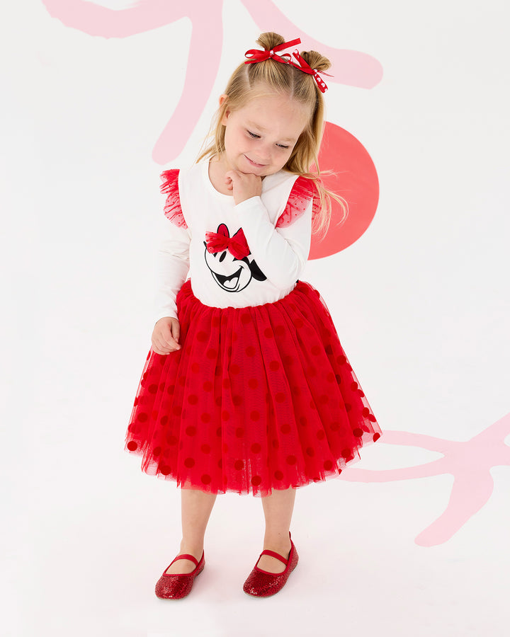 MINNIE MOUSE LONG SLEEVE DOT DRESS