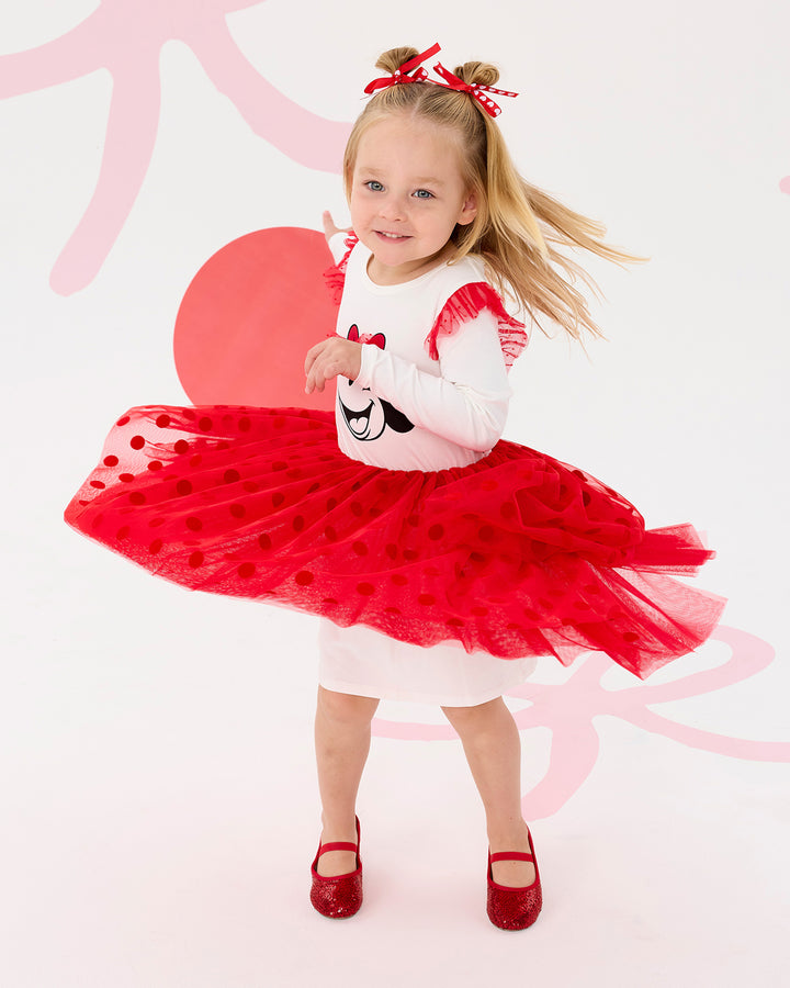 MINNIE MOUSE LONG SLEEVE DOT DRESS